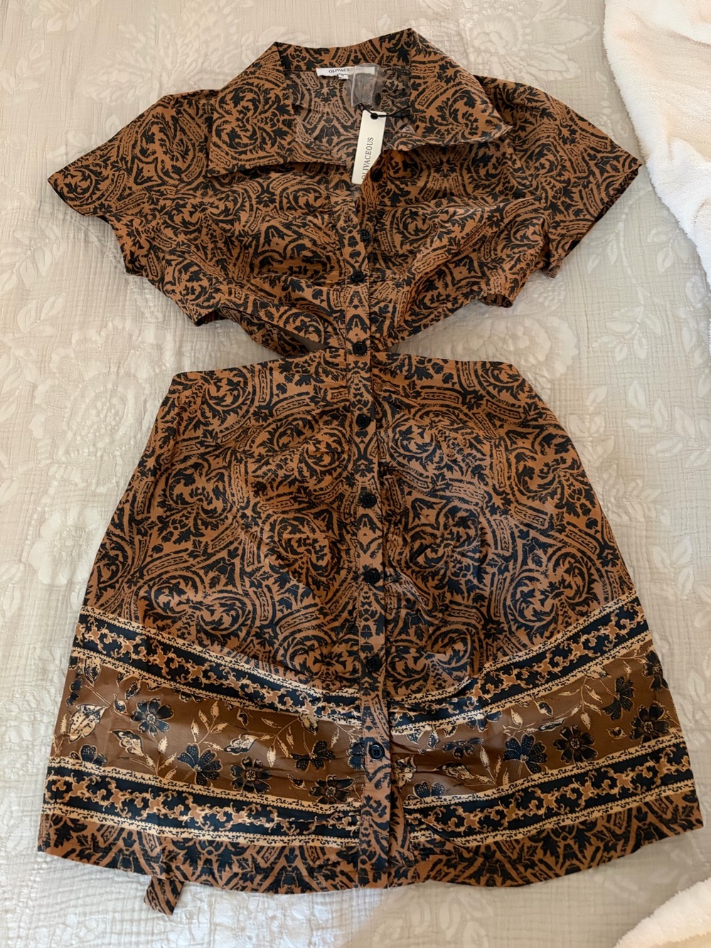Olivaceous Print Cutout Mini Dress